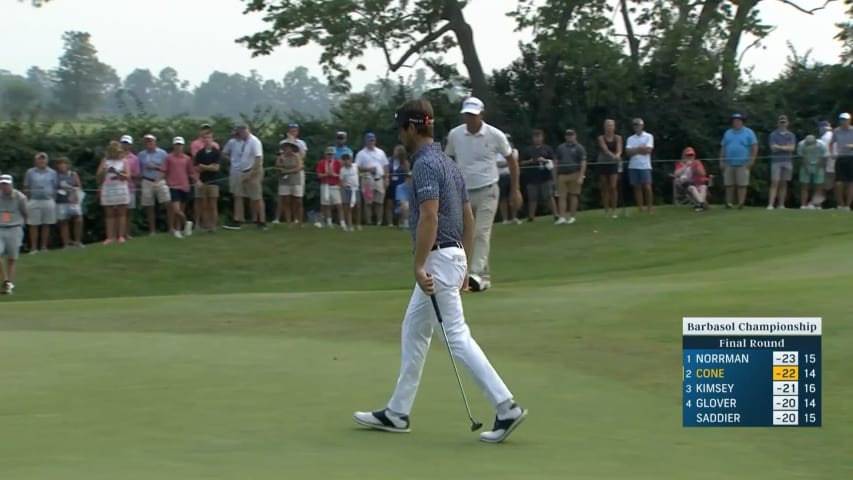 Trevor Cone cards birdie at Barbasol