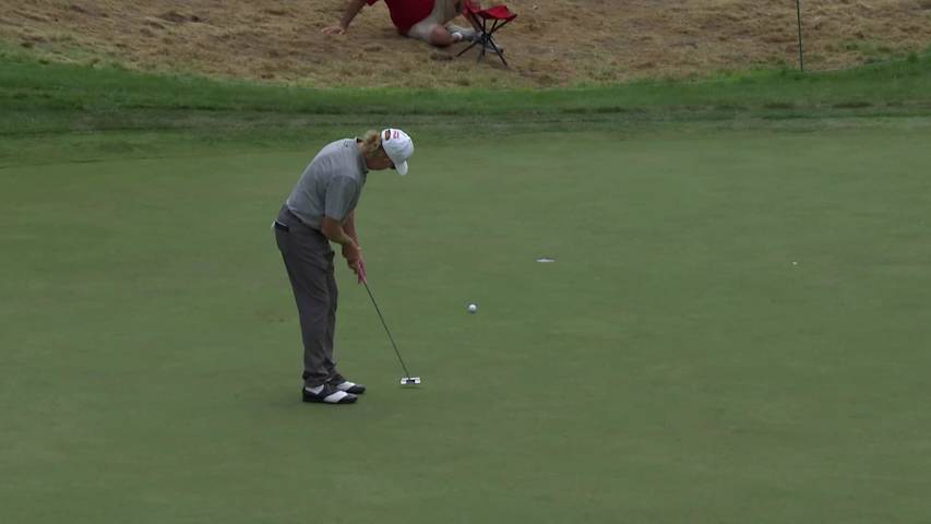 Miguel Angel Jiménez makes birdie on No. 18 at DICK'S Open