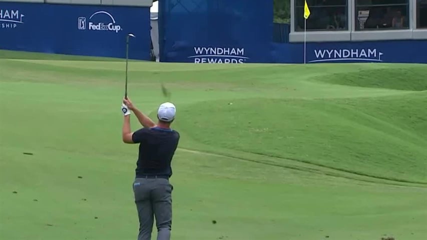 Viktor Hovland birdies No. 17 at Wyndham