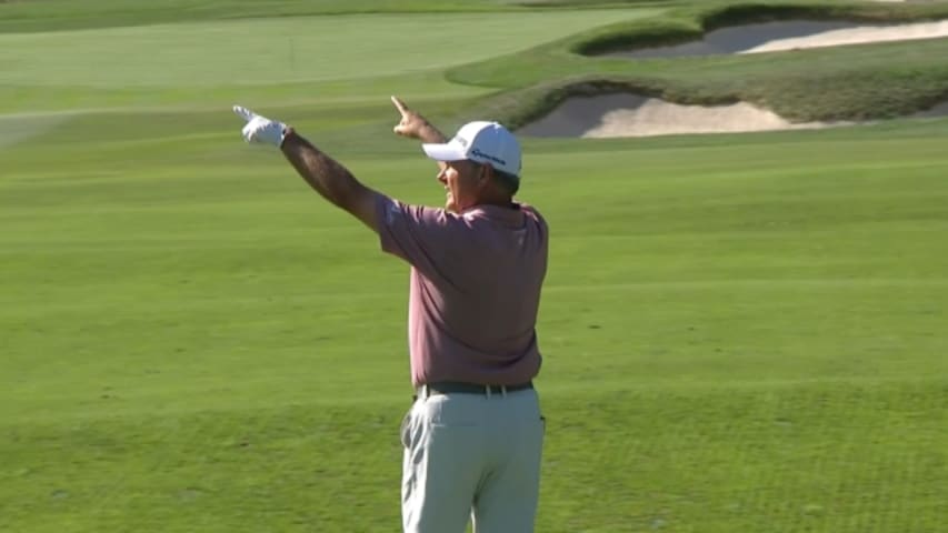 John Cook’s one-hop eagle hole out at Nature Valley First Tee Open