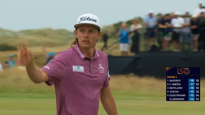 Cameron Smith sends in 18-footer for birdie at The Open