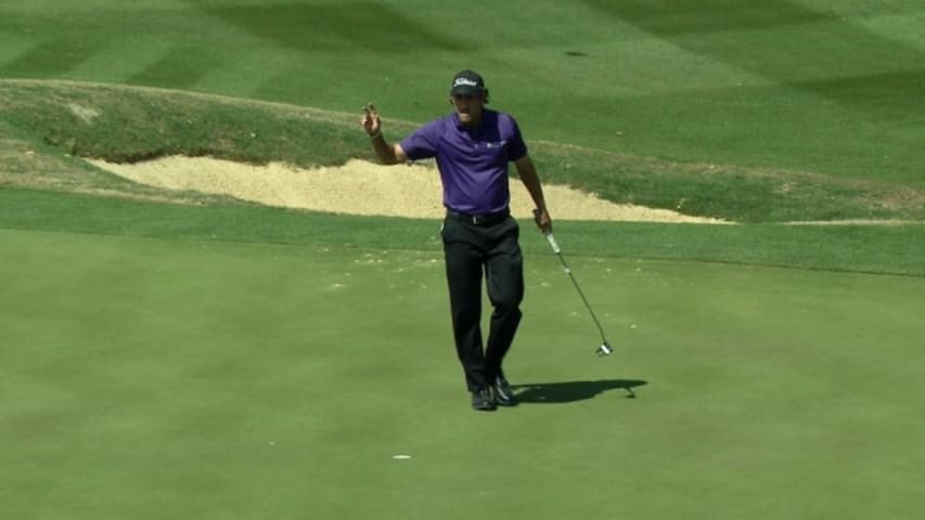 Andrew Loupe sticks his tee shot close on No. 13 at Valero