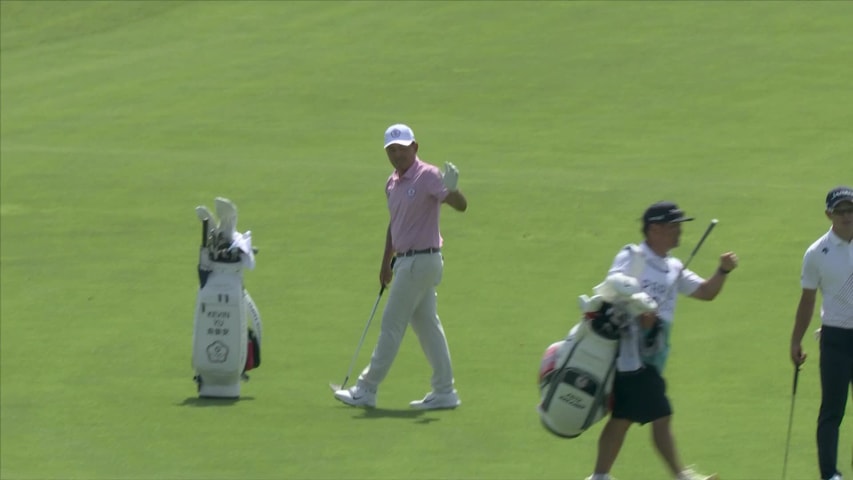 Kevin Yu holes out from fairway for eagle at Olympic Men's Golf