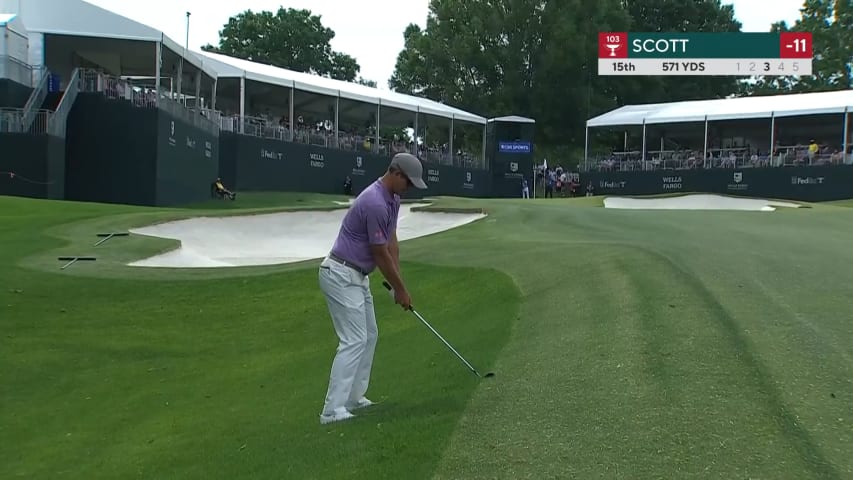 Adam Scott sticks it from awkward lie at Wells Fargo