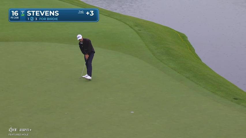 Sam Stevens makes birdie on No. 16 at the Memorial