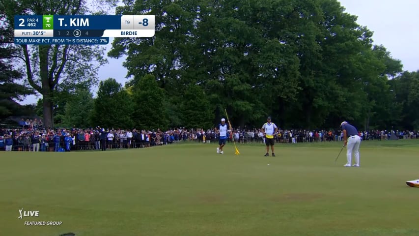Tom Kim drains 30-footer for birdie at RBC Canadian