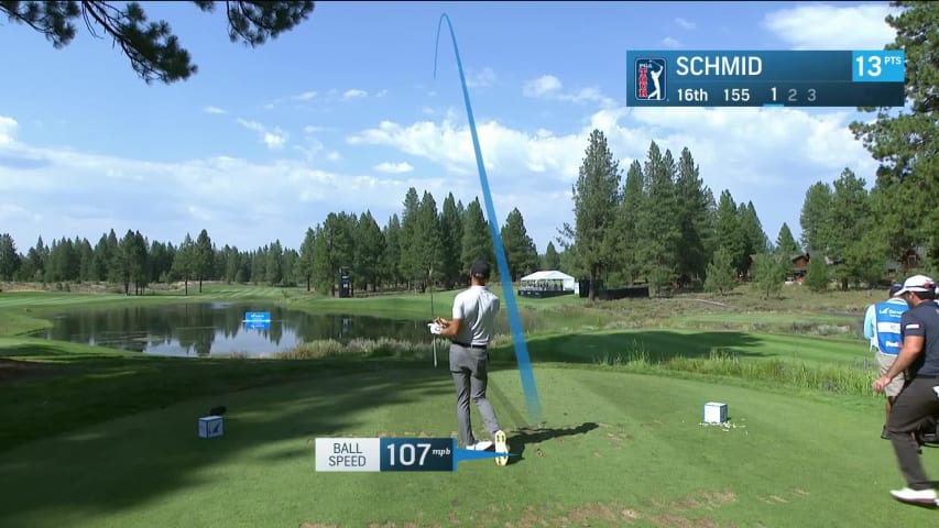 Matti Schmid makes birdie on No. 16 at Barracuda