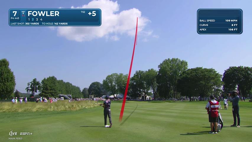 Rickie Fowler makes birdie on No. 7 at Travelers