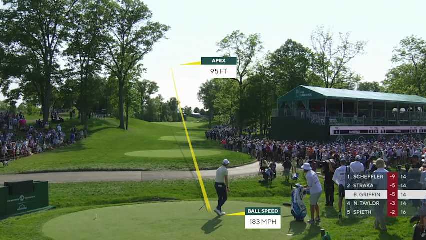 Ben Griffin fist-bumps electric eagle putt at the Memorial