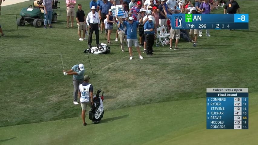 Byeong Hun An sends flop shot into the air settling 3-feet from the cup at Valero