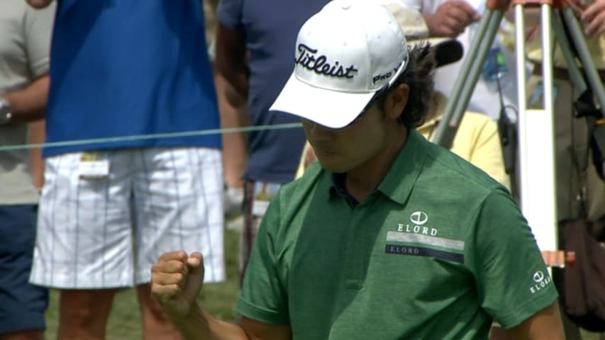 Kevin Na closes out his final round at 8-under 64 at the Memorial