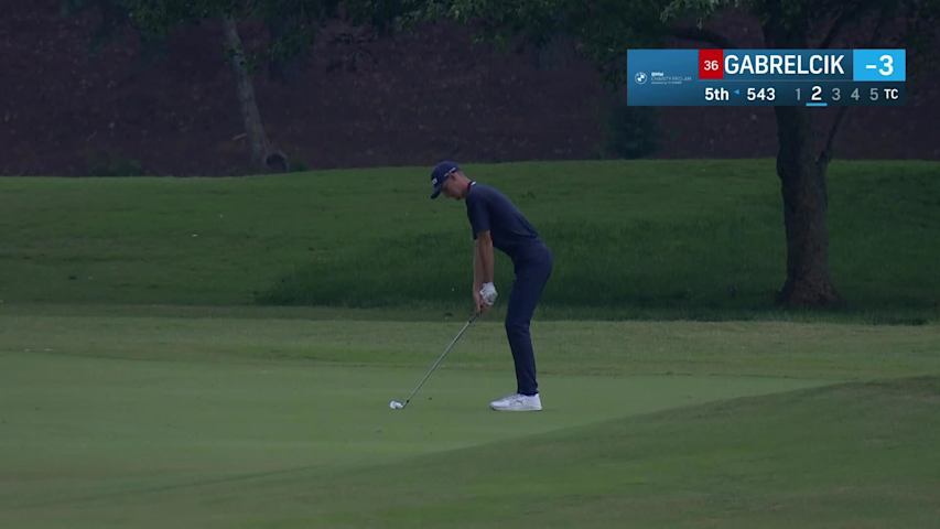 Nick Gabrelcik makes birdie on No. 5 at BMW Charity Pro-Am