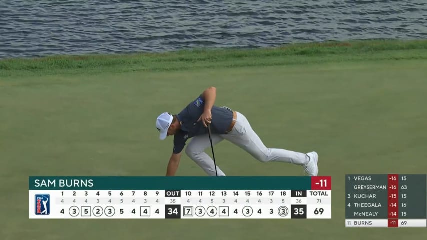 Sam Burns sends in a 21-foot eagle putt at 3M Open