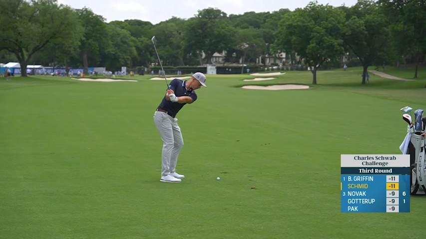 Matti Schmid makes birdie on No. 1 at Charles Schwab
