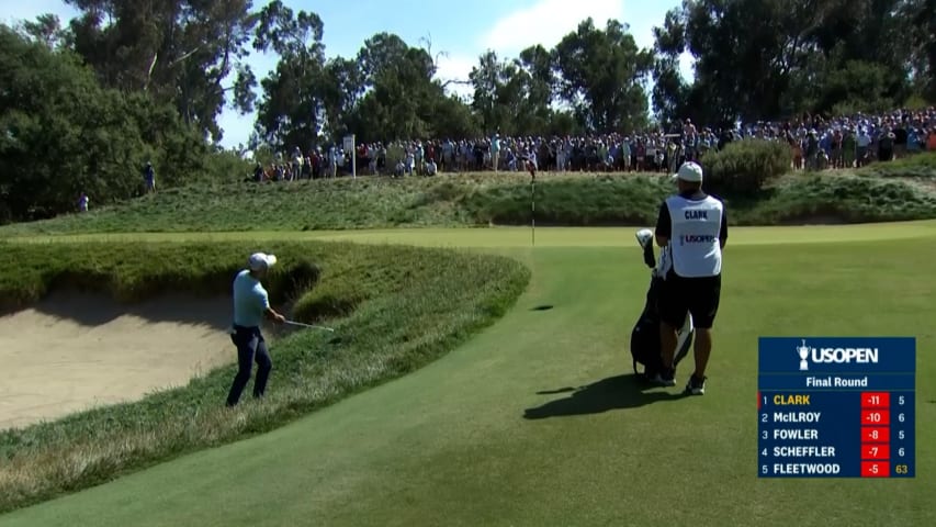 Wyndham Clark digs it out of the rough to set up birdie at U.S. Open