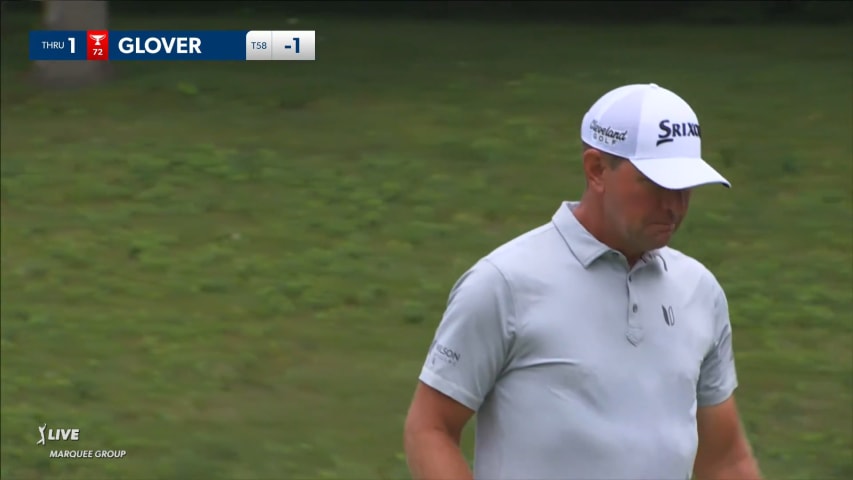 Lucas Glover sends in a 13-foot putt for birdie at John Deere