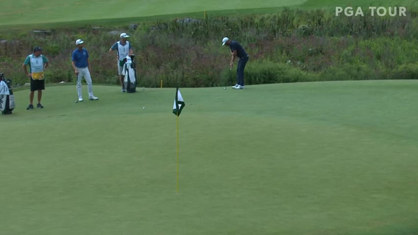 Dustin Johnson makes birdie on No. 18 in Round 4 at THE NORTHERN TRUST