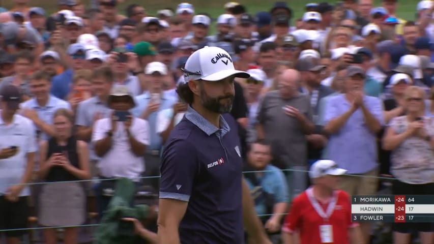 Adam Hadwin gets up-and-down for a spot in the playoff at Rocket Mortgage