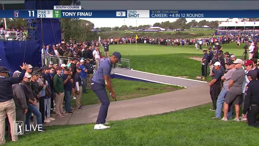 Tony Finau nearly dunks wedge from difficult lie at Farmers