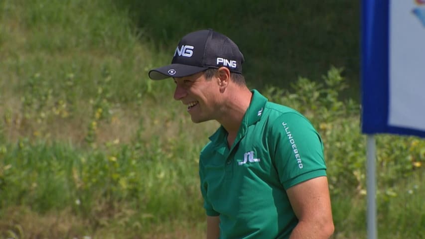 Viktor Hovland sinks lengthy putt for eagle at Nationwide Children's