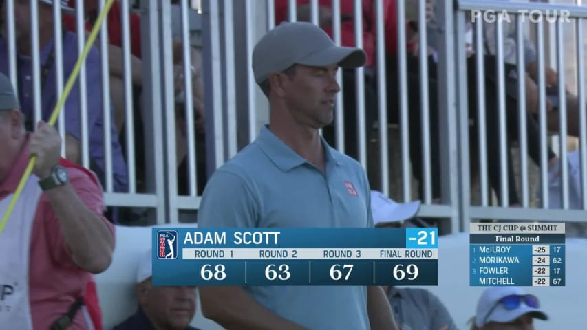 Adam Scott makes birdie on No. 18 at THE CJ CUP