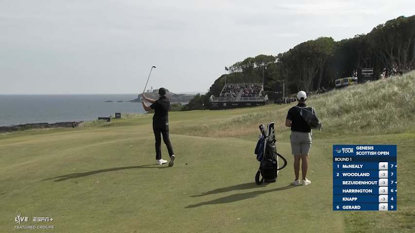 Ludvig Åberg rolls in 21-foot birdie putt on No. 13 at Genesis Scottish Open