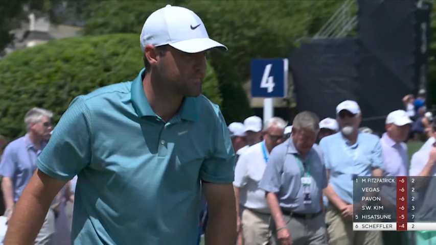 Scottie Scheffler throws a dart off the tee to set up birdie at PGA Championship