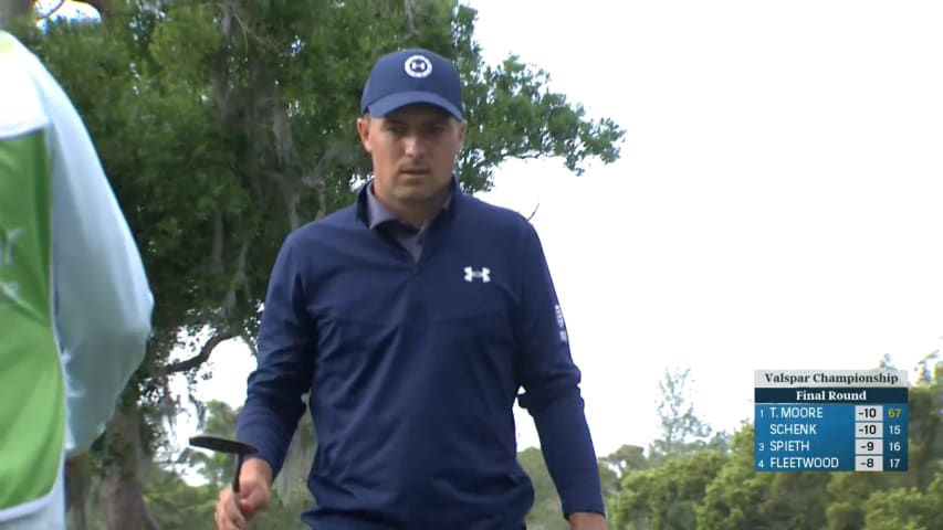 Jordan Spieth drains 14-foot bogey putt at Valspar