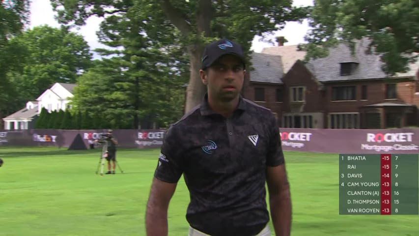 Aaron Rai makes birdie on No. 8 at Rocket Mortgage