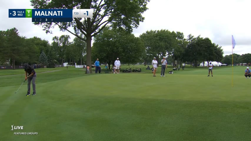 Peter Malnati holes 28-foot birdie putt from off the green at Rocket Mortgage
