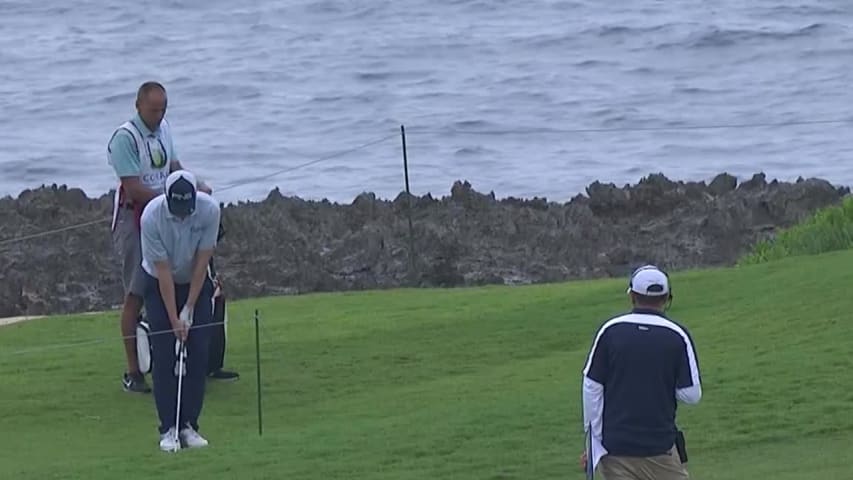 Jim Knous’ lengthy chip shot for birdie at Corales Puntacana