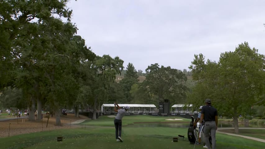 John Keefer sinks a 35-foot birdie putt on No. 17 at Procore