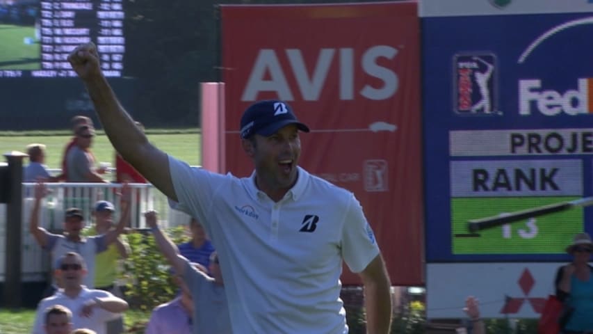 Matt Kuchar’s exciting bunker hole out on the 72nd hole at Barclays