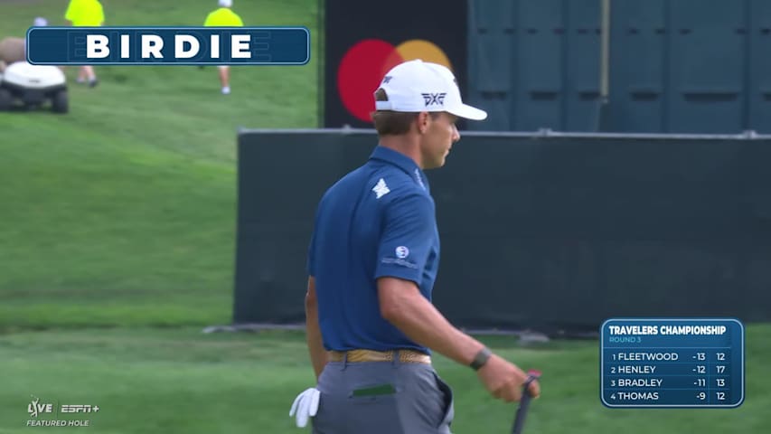 Eric Cole makes birdie on No. 15 at Travelers