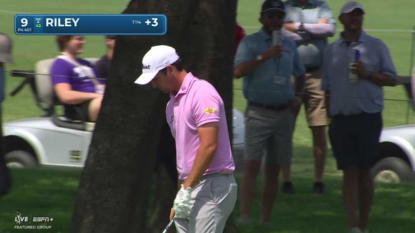 Davis Riley sinks a 25-foot birdie putt on No. 9 at Charles Schwab