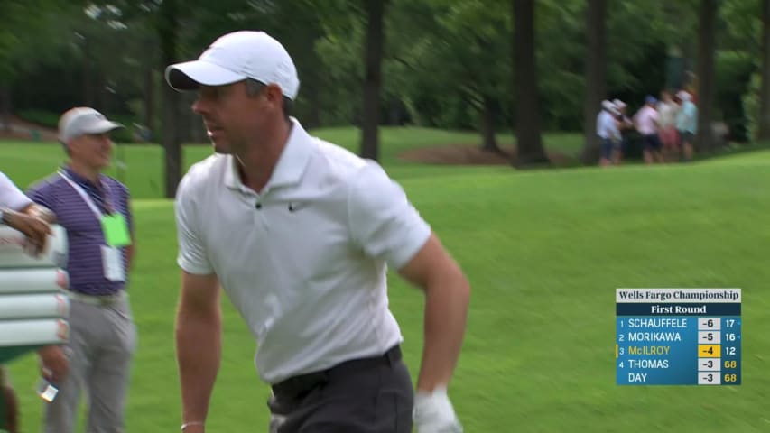 Rory McIlroy's tee shot to 6 feet leads to birdie at Wells Fargo