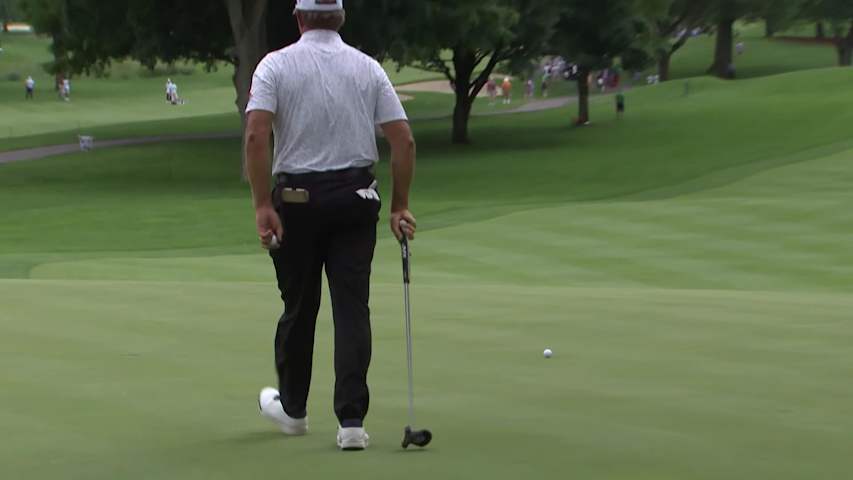 Miguel Angel Jiménez makes birdie on No. 9 at Kaulig Companies Championship