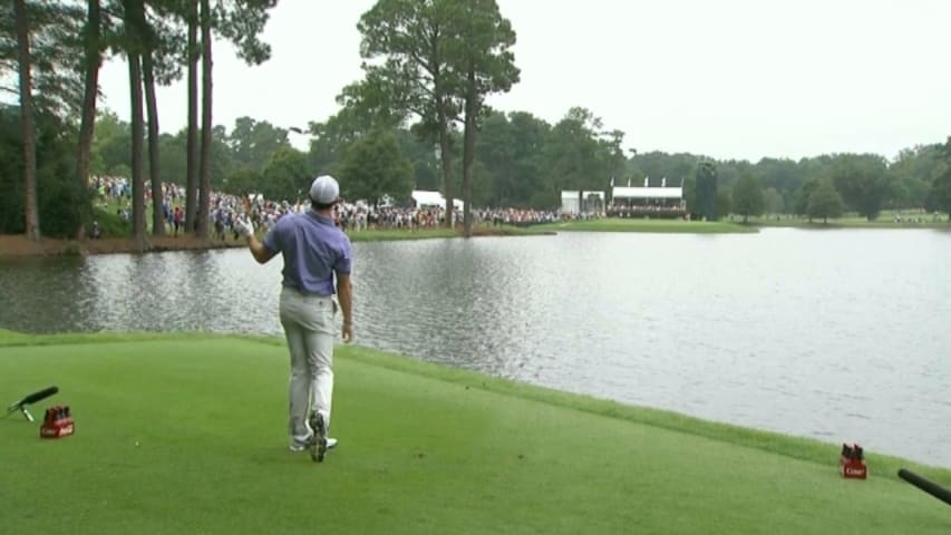 Rory McIlroy struggles off the tee on front nine at TOUR Championship