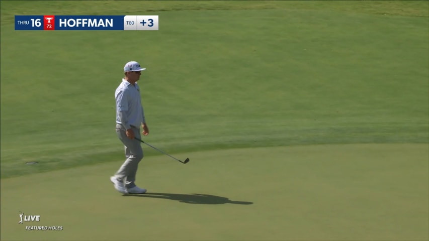 Charley Hoffman chips in from greenside rough for birdie at Charles Schwab