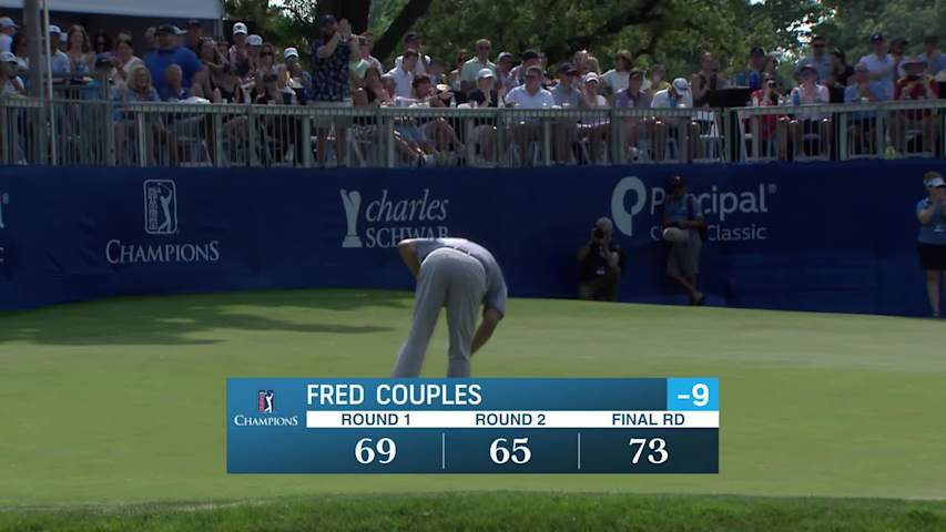 Fred Couples makes birdie on No. 18 at Principal Charity Classic