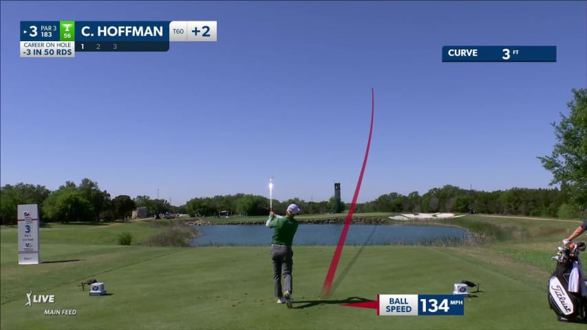 Charley Hoffman hits tee shot to upper tier of green and birdies at Valero