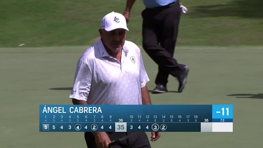 Ángel Cabrera makes birdie putt on No. 14 at Regions Tradition