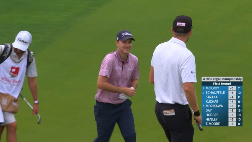 Russell Henley chips in for birdie from 47-feet at Wells Fargo