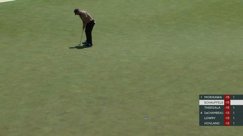 Xander Schauffele holes long birdie putt at PGA Championship