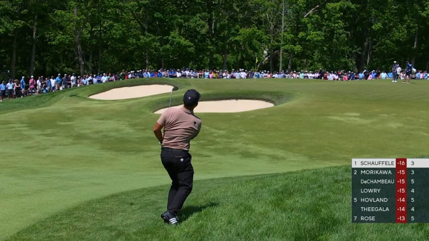 Xander Schauffele digs it out of the rough to set up birdie at PGA Championship