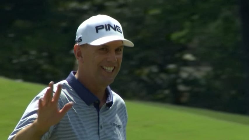 Kevin Sutherland rips off a lengthy eagle putt at Insperity