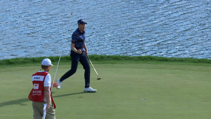 Daniel Berger's fired-up birdie on No. 17 at Travelers