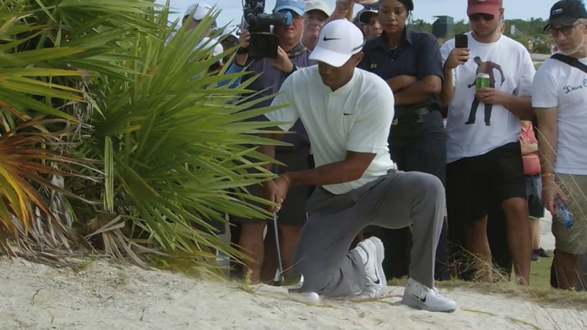 Tiger Woods' shot from the bushes at Hero World Challenge