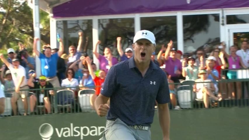 Jordan Spieth’s clutch par putt on 72nd hole to join a playoff at Valspar