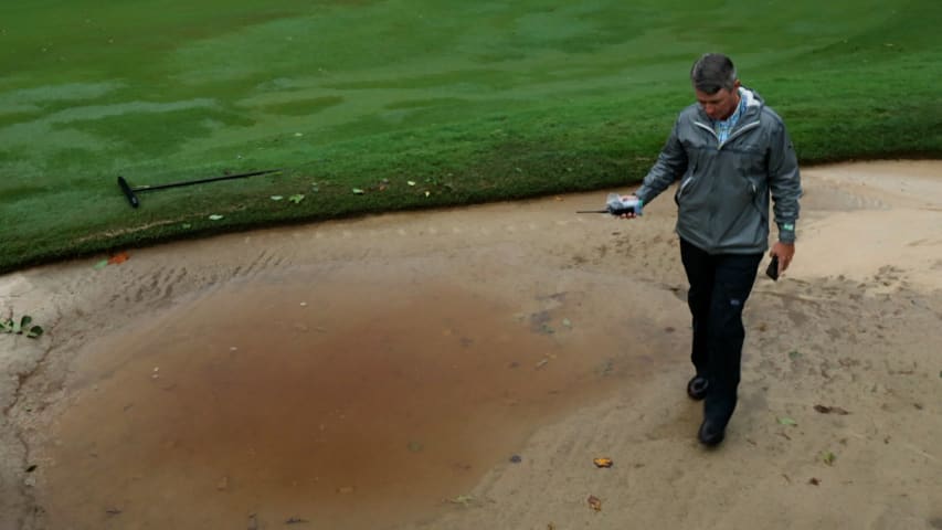 Take an inside look at the damage that postponed round 1 of the Wyndham Championship